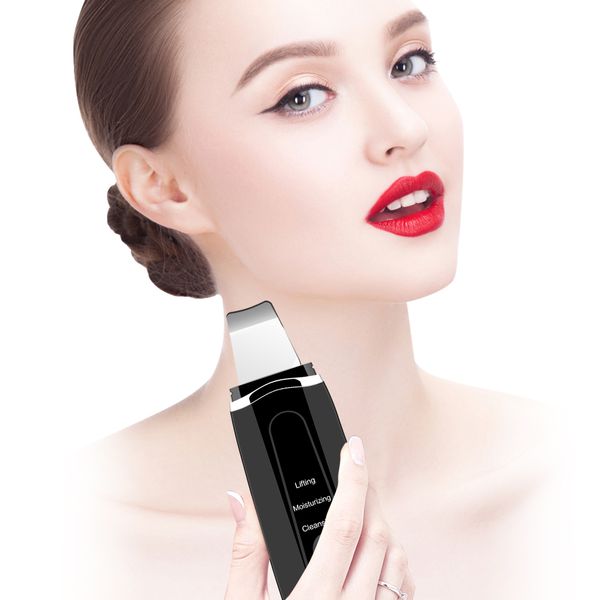 

rechargeable ultrasonic skin scrubber massager device deep cleaning high frequency vibration face peeling massager spa drop ship