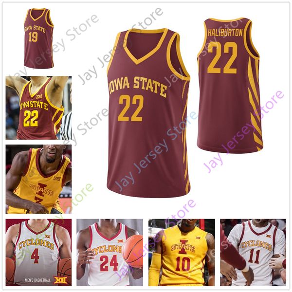 

custom iowa state basketball jersey college rasir bolton solomon young tyrese haliburton george conditt iv jacobson nixon griffin grill, Black;red