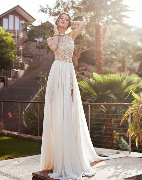 

halter lace backless beach prom dresses empire waist a line beading waist split evening gowns boho dresses, Black