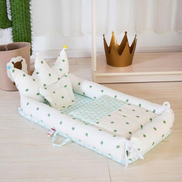 

baby cot pillow quilt three-piece suit portable crib cradle children's room decoration newborn gift with bumper mattress