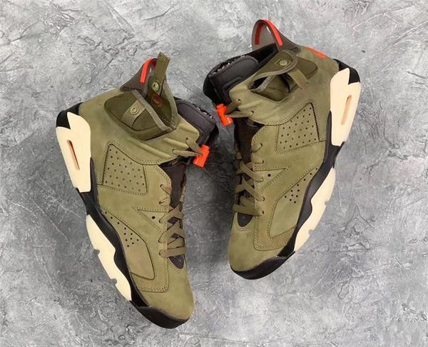 

высокое качество travis скоттс х 6 джек medium olive cactus army green замша светятся в темноте мужчины баскетбол обувь спортивные кроссовки
