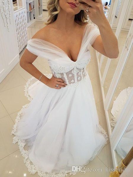 Sexy, elegante, schulterfreie A-Linie-Hochzeitskleider, transparentes Mieder, Ballkleid, Hochzeitskleid, Brautkleider, Spitze, Tüll, formelles Brautkleid