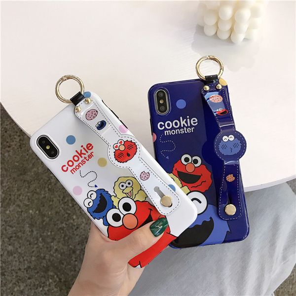 

luxury designer cute cartoon sesame street wristband case for iphone 11 soft silicone couple case for iphone 11 pro max 7 8 plus x xr