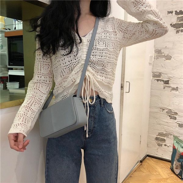 

bohemian v neck drawstring women white blouse shirt casual wear hollow out female shirt casual summer top