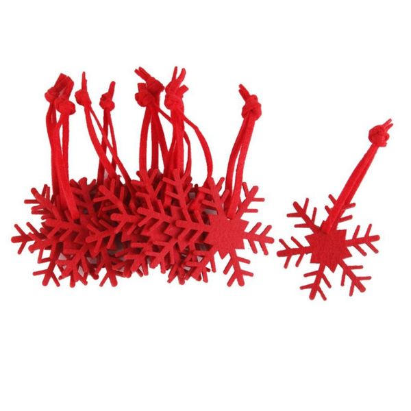 

uesh-10 pcs snowflake felt christmas tree decorations decorative hanging craft red