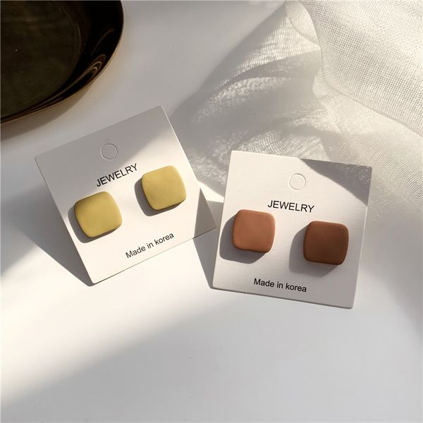 

rscvonm cute vintage colorful enamel square stud earrings for women fashion boucle d'oreille brincos jewelry, Golden;silver