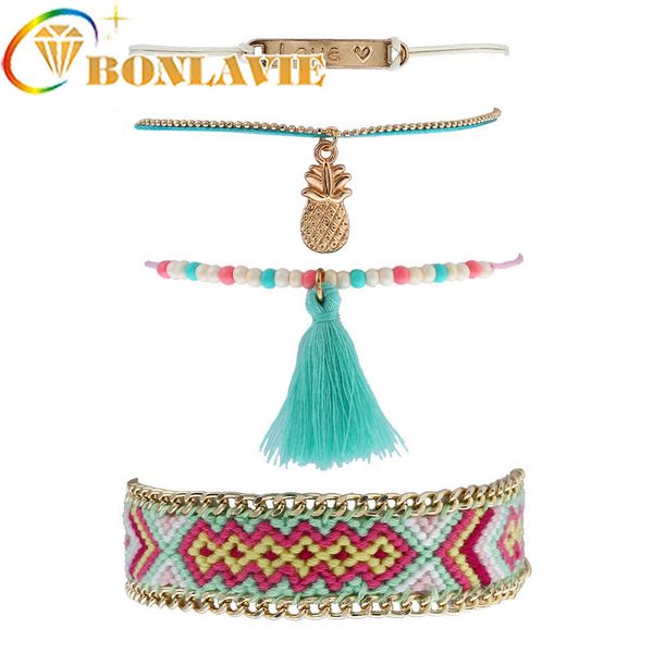 

charm bracelets vintage jewelry bohemia colorful tassel bracelet & bangles long ethnic for women pulseras mujer gift, Golden;silver