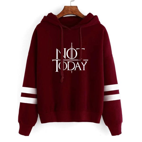 

new arya stark not today sweatshirt suit the autumn long sleeve wine red hoody hoodies outerwears with hat moletom feminino, Black