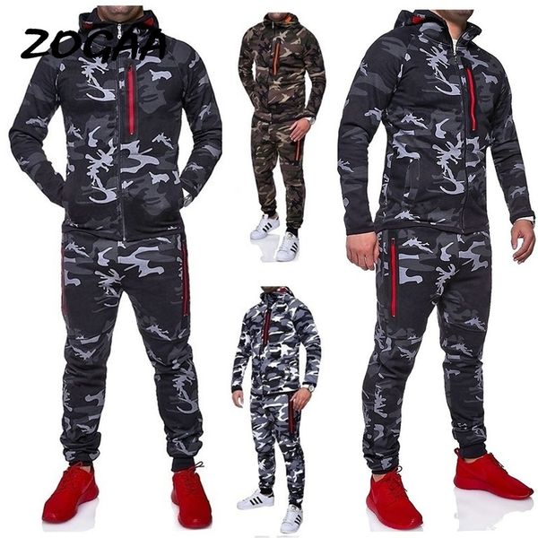 

zogaa 2020 men camouflage jackets+pants set male tracksuit outdoors suit men's gyms suit set casual sportswear men sweat, Gray