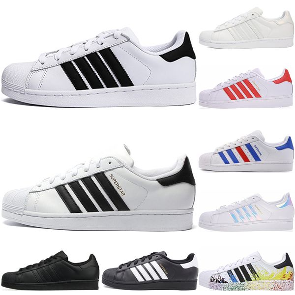 

designer men super star white hologram iridescent junior women superstars 80s sneaker pride womens mens trainer superstar sport casual shoes, Black