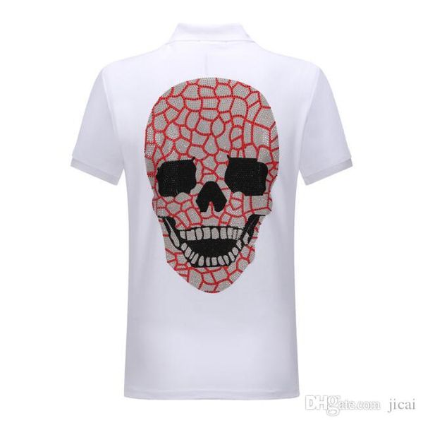 

wholesale leisure time men's wear cotton large-size short-sleeved t-shirt summer lapel polo shirt phillip plain designer #6885, White;black