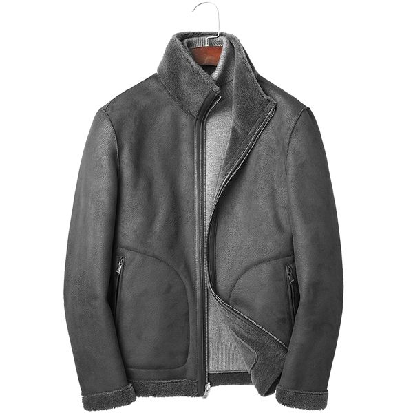 

real fur coat winter jacket men real sheep shearling fur wool coat men double-side wear leather jackets chaqueta hombre my1974, Black