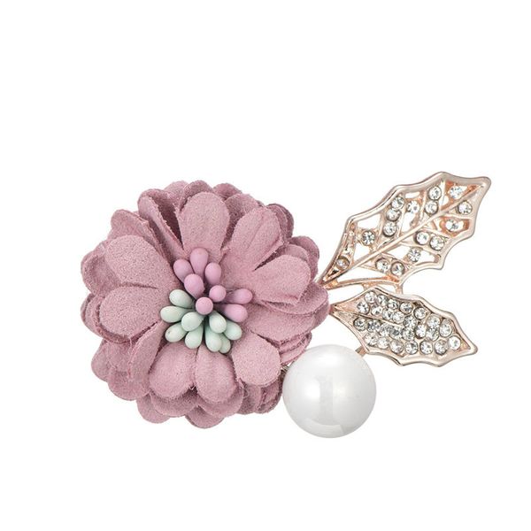 

high-grade pearl fabric flower brooches handmade alloy leaf bride dress stage cardigan sweater coat lapel pin accessories gifts, Gray