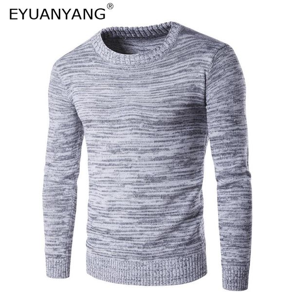 

eyuanyang sweater men stripe slim o-neck brand warm knitwear solid color sweater autumn winter simple pullover men sueter hombre, White;black