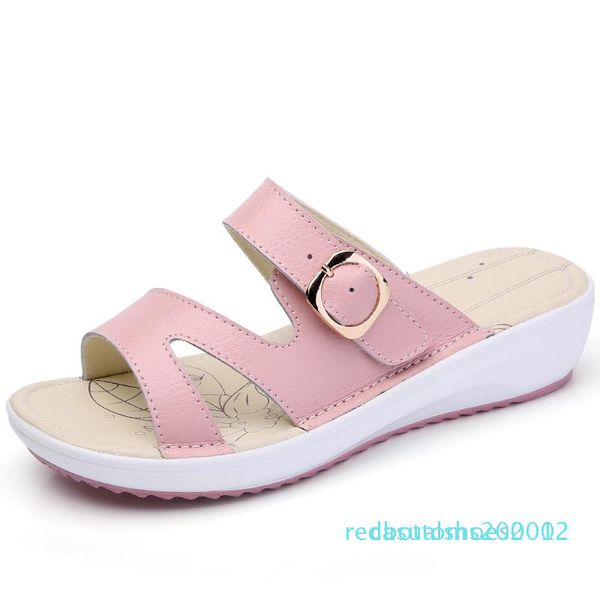 

o16u women sandals shoes leather flat sandals low heel wedges summer women open toe platform sandalias ladies gladiator r02, Black