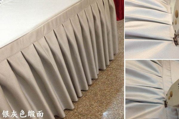 

quality thick satin face fabric table skirting wedding table skirt home skirting