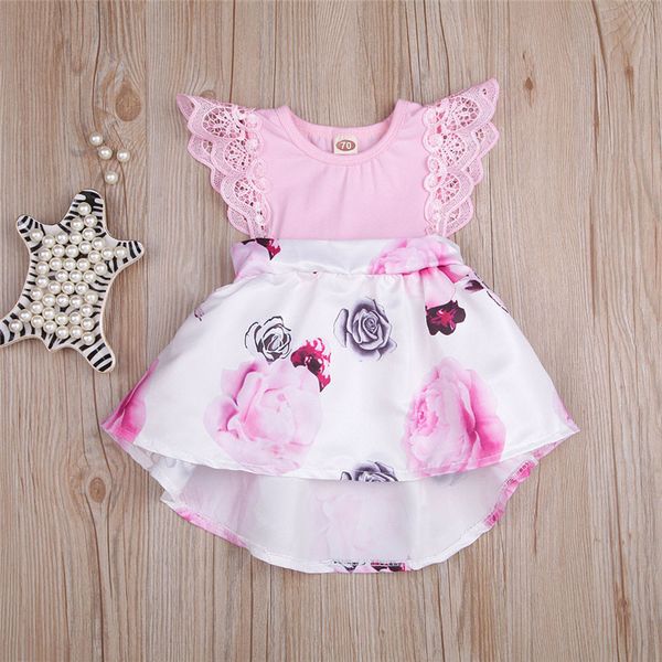 

sleeveless dress floral print lace princess dresses outfits summer dresses for girls, Red;yellow