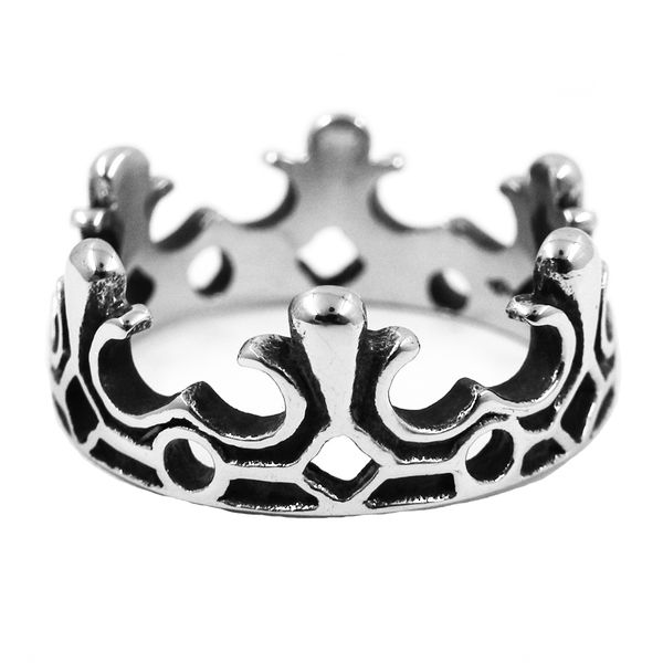 

fanssteel stainless steel mens or womens punk vintage jewelry fleur de lis flower royal princess crown medallion ring gift 00w32, Silver
