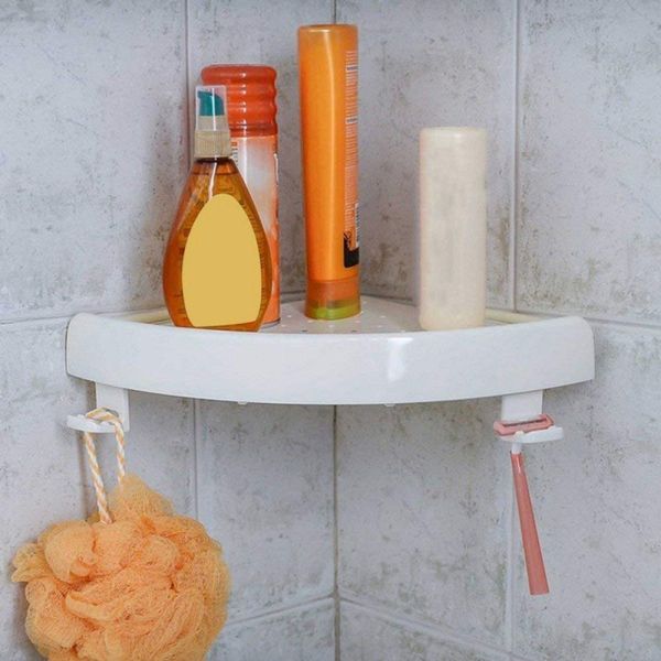 

easy to install non-marking bathroom shelves plastic triangle wall mounted organizer corner storage holder for bath supplies
