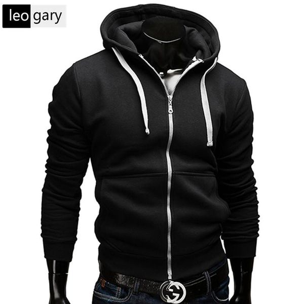 

fashion brand hoodies jacket men casual man hoody zipper long-sleeved sweatshirts five colors slim fit men hoodies sportwear, Black