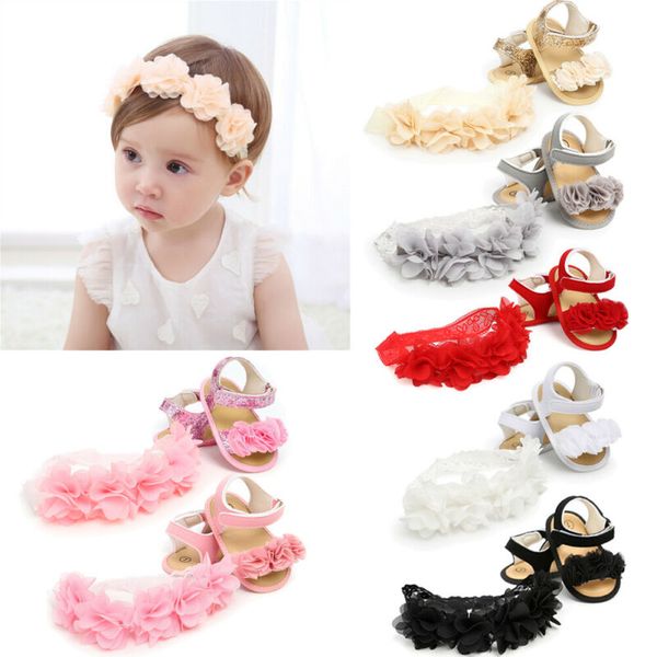 

au newborn kid baby girl flower sandals summer casual crib shoes first prewalker, Black