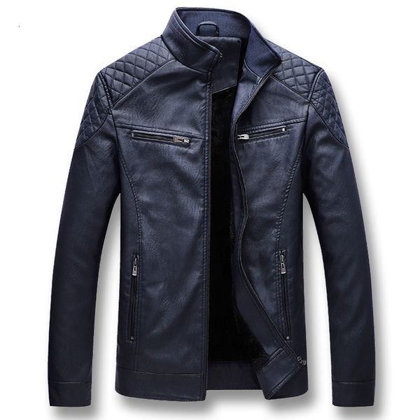 

tang 2019 men winter autumn thick pu leather jackets coats jaqueta masculina male casual fashion slim fit large size jacket, Black