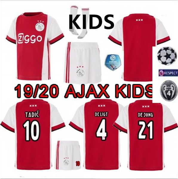 

2019 2020 AJAX FC soccer jersey KIDS kits 1920 ajaxa msterDIC ZIYECH NERES camisa futebol DE LIGT football shirt kit uniformdam JONG TA