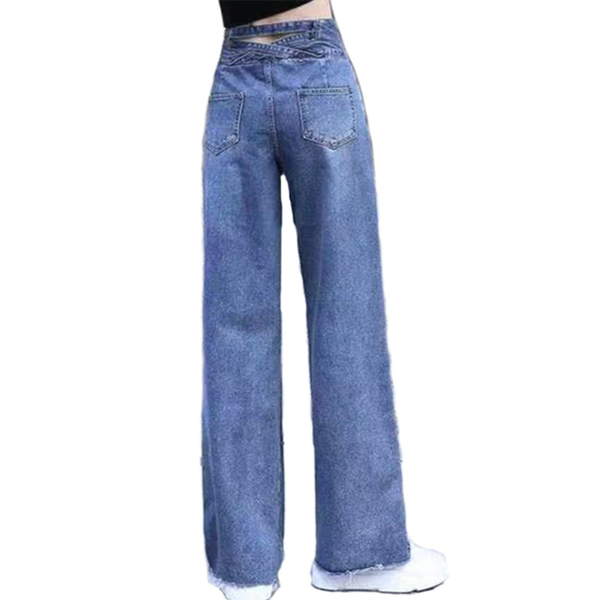 

ultra-high waist was thin denim wide-leg pants women 2020 spring autumn new trousers korean loose ladies wide-leg straight pants, Blue
