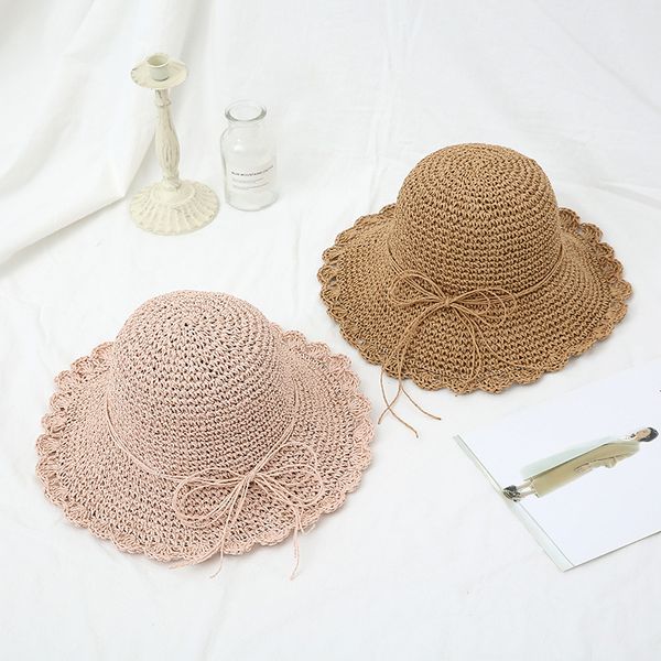 

multi-color foldable straw hat female summer beach sun hats sun protection sun hat fisherman hat korean with hand-woven vt0133