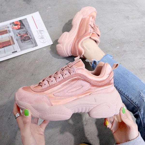 

old sneakers female spring 2020 spring new shoes korean women's shoes wild thick ins tide, Black