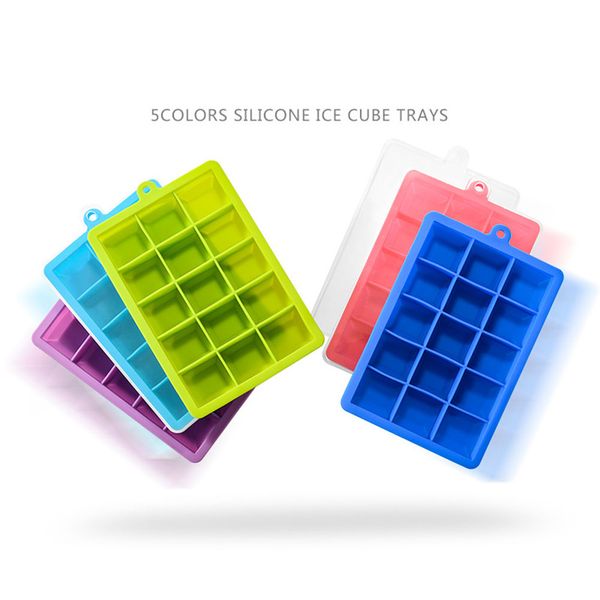 15-Cavity Ice Cube Tray Silicone Square Ice Cube Maker Mold Tray Jelly Tools Hot 