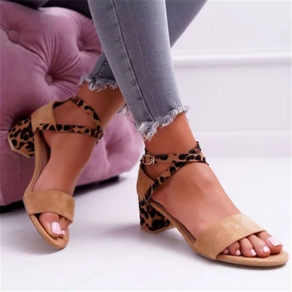 

mid heels women's sandals 2020 new casual block heel women pumps summer pointed toe buckle female dress shoes office cover heel, Black