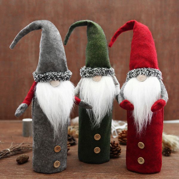 

шампанское крышка без лица кукла рождественский декор бутылка вина бухта красное вино набор ткани фестиваль орнамент пакет санта-клаус