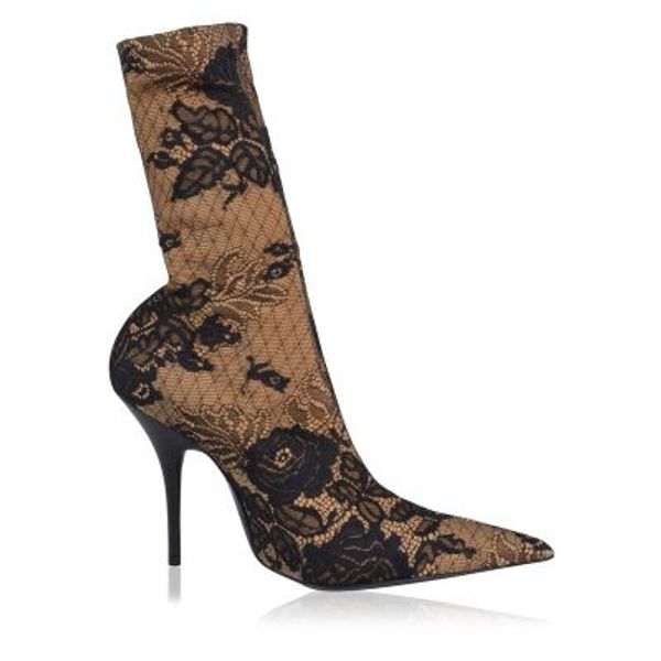 

designer women flower blossom ankle boots extreme pointed toe knife bootie 15 colors sock boots woman fetish high heels pumps casual shoes, Black