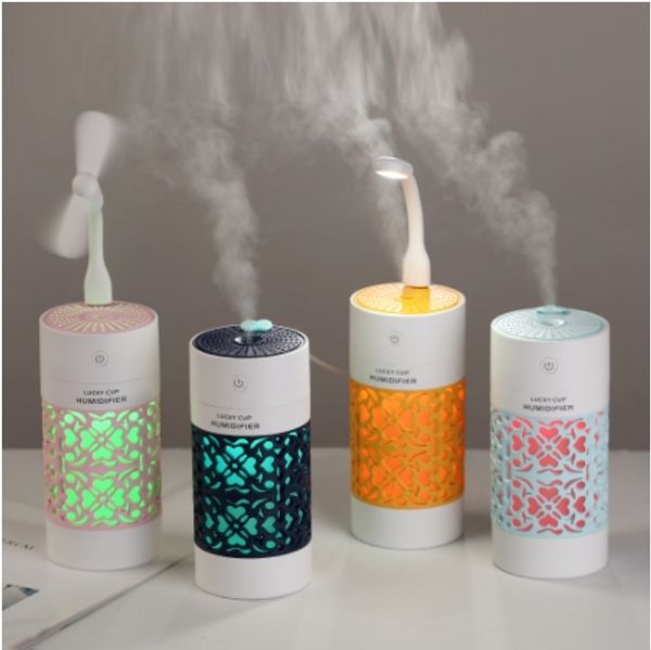 

new usb humidifier ultrasonic diffuser 3 in 1 mini oil diffuser with led lamp usb fan for car humidifier
