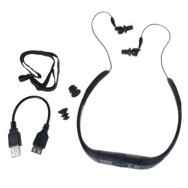 

fashion ipx8 waterproof sport stereo 8gb mp3 player headset with fm rechargeable mp3 music earphone for swimming diving surfing