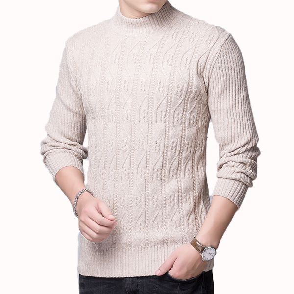 

man slim fit pullover sweater woollen blend knit pull homme wine red gray beige soft pullover sweater men cashmere knitwear, White;black