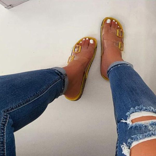 

rhinestone bright color women slippers acrylic beach shoes outdoor flip flop wild fashion flat non-slip rubber slippers dropship, Black