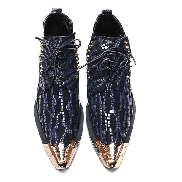 

genuine leather lace up string bead stage wedding men dress shoes handmade fashion personality shoes, Black