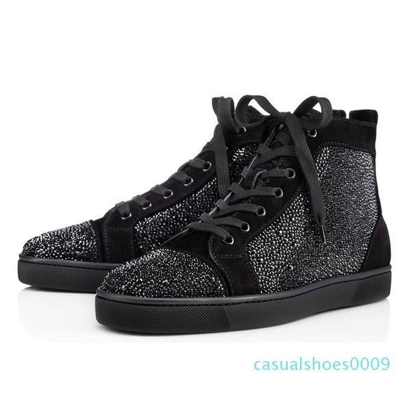 

2020 new mens red bottoms designer spike suede leather men women flat fashion luxury casual shoes party lovers sneakers 36-47 09c, Black