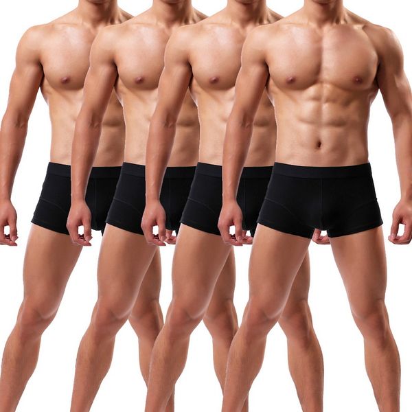 

4 pcs men's beach trunks underwear male panties cotton breathable solid underpants comfortable brand panties swimwear cueca