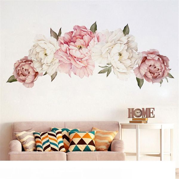 

красивые цветы пиона стены наклейки виниловые самоклеющиеся flora wall art акварель для гостиная спальня home decor
