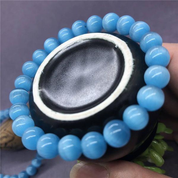 

blue cat eye beads bracelets women lucky opal charm gift natural stone 6-12mm, Black