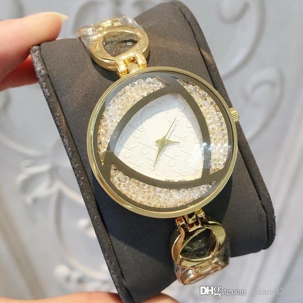 

2019 new famous luxury crystal dial bracelet quartz wristwatch christmas gift for ladies women gold rose gold silver wholesale drop shipping, Slivery;brown