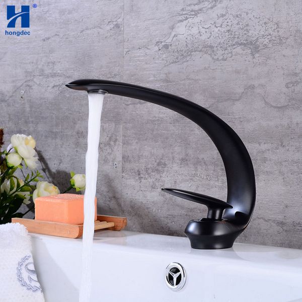 

hongdec modern design deck mount brass black basin sink mixer faucet bathroom tap