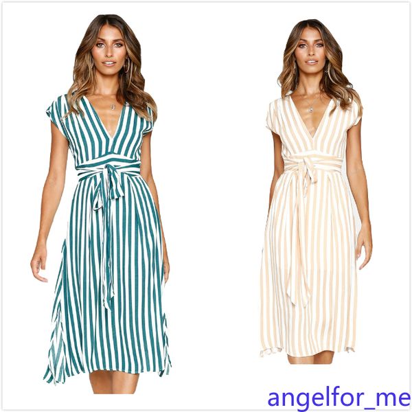 

women's temperament deep v collar stripe lacing long dress, Black;gray