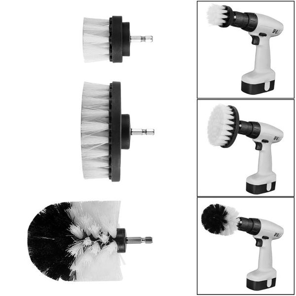 

3pcs power scrubber brush set bathroom drill scrubber brush for cleaning cordless drill attachment kit power scrub white