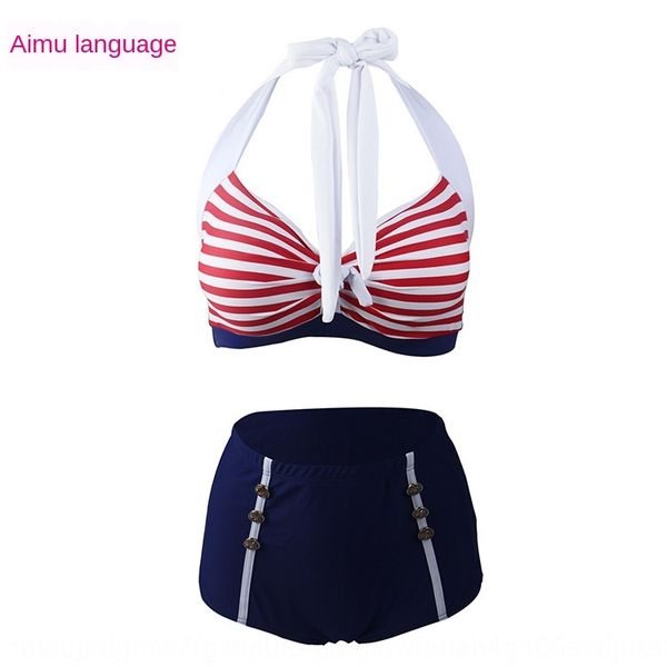 

2020 women's split striped high waist 2020 women's split striped bikini high waist bikini swimsuit swimsuit, White;black