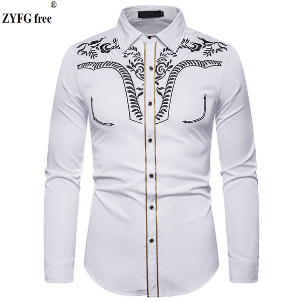 

2020 spring men long sleeve shirts chinese style pattern embroidery shirt fashion casual plus size shirt slim fit hemming design, White;black