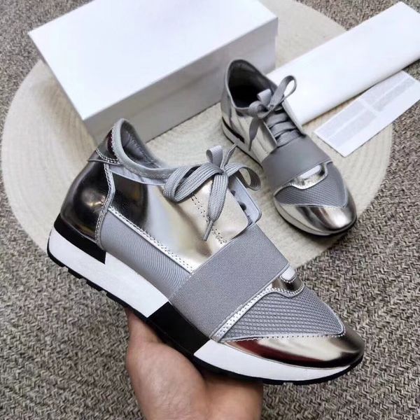 

fashion luxury designer sneaker man woman casual shoes genuine leather mesh pointed toe race runner shoes outdoors trainers with box c09, Black